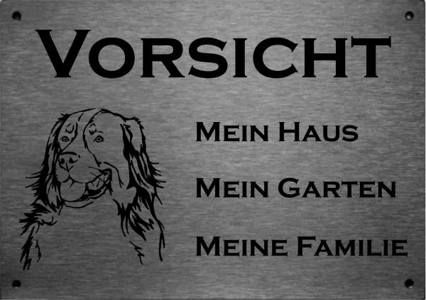Edelstahl Warnschild Berner Sennenhund VORSICHT Mein Haus mein Garten meine Familie